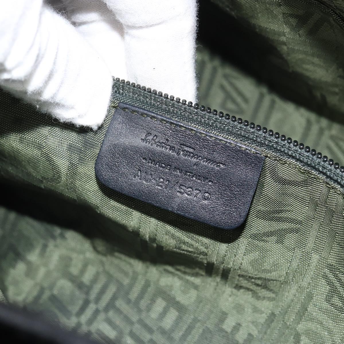 Salvatore Ferragamo Ganchei Hand Bag Patent leather Black Silver Auth bs32886