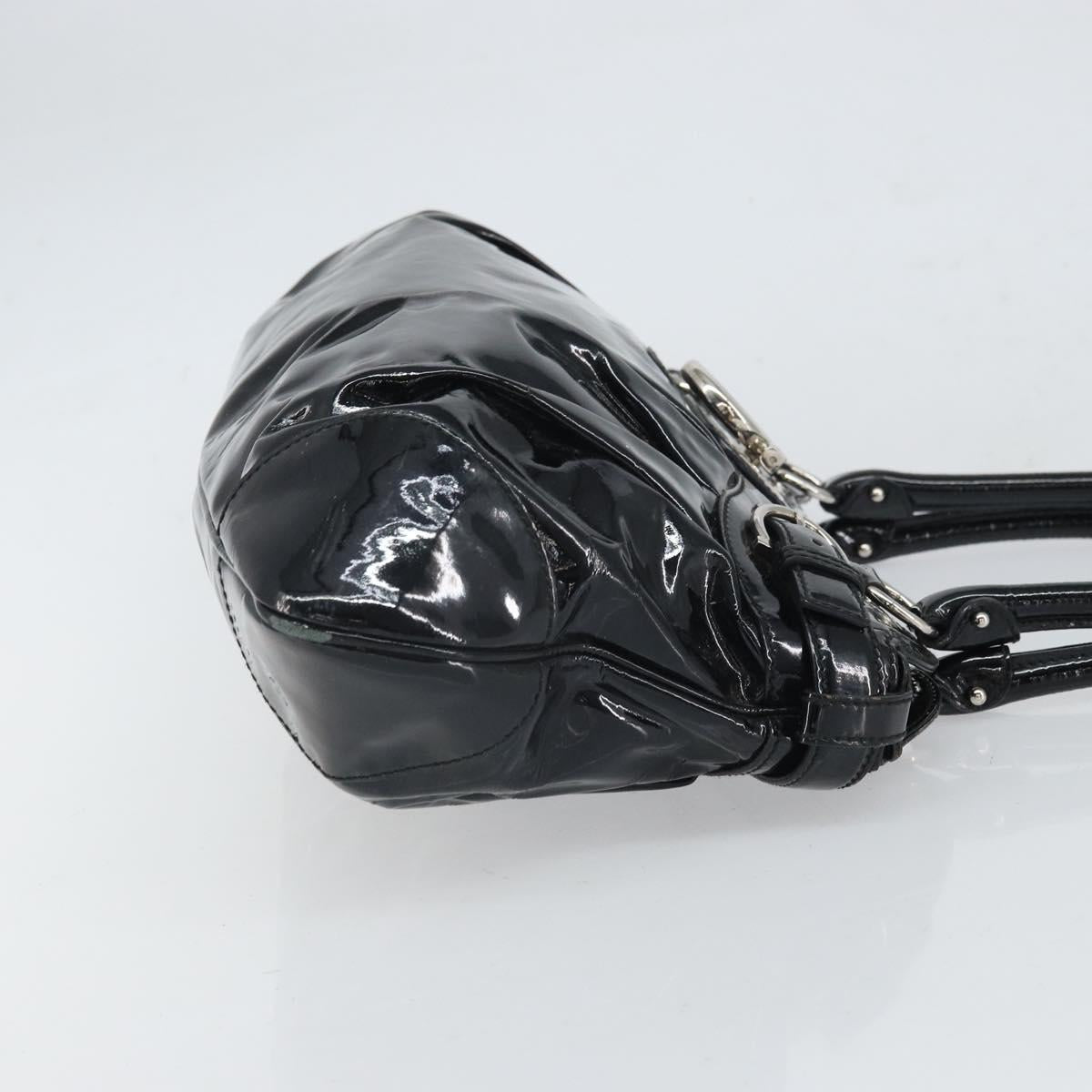 Salvatore Ferragamo Ganchei Hand Bag Patent leather Black Silver Auth bs32886