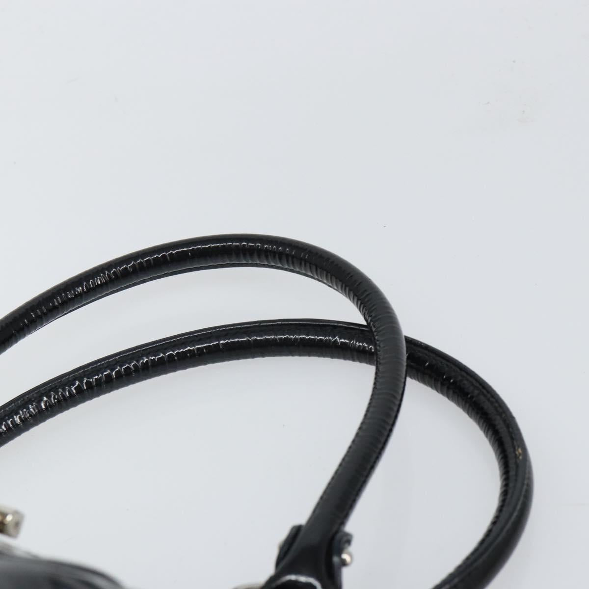 Salvatore Ferragamo Ganchei Hand Bag Patent leather Black Silver Auth bs32886