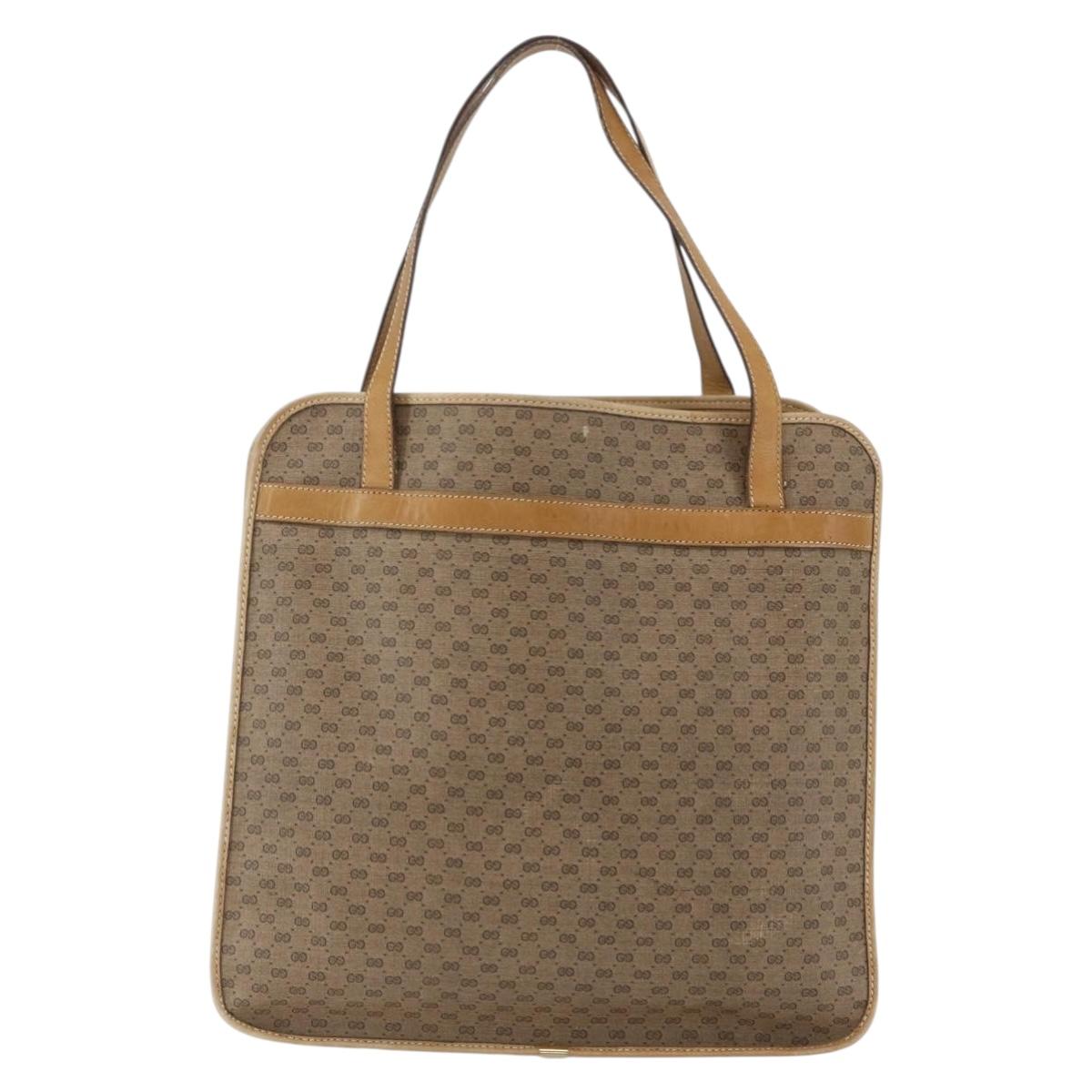 GUCCI Micro GG Supreme Tote Bag PVC Leather Beige Gold 002 14 4428 Auth bs32888
