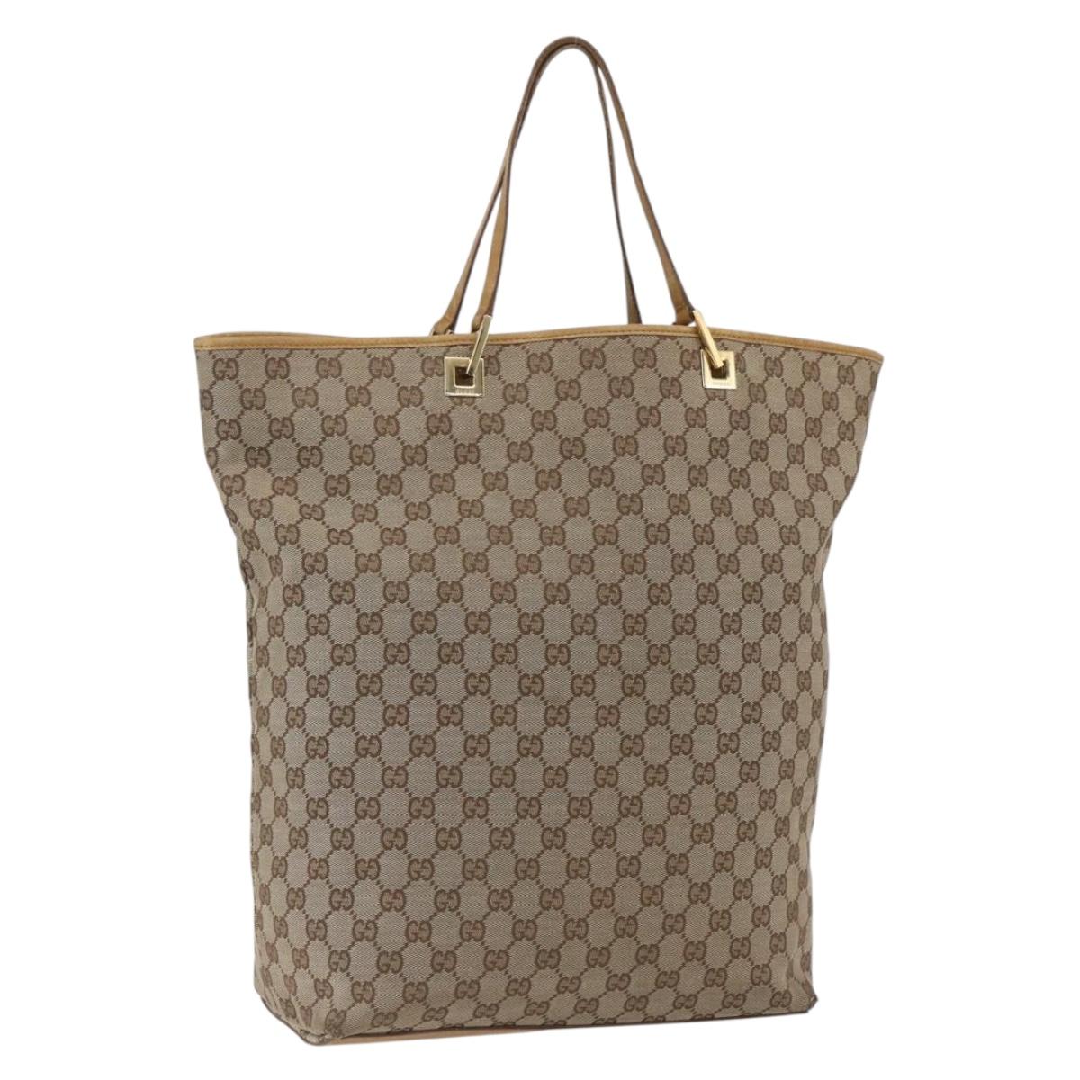 GUCCI GG Canvas Tote Bag Beige Gold 002 1097 Auth bs32889