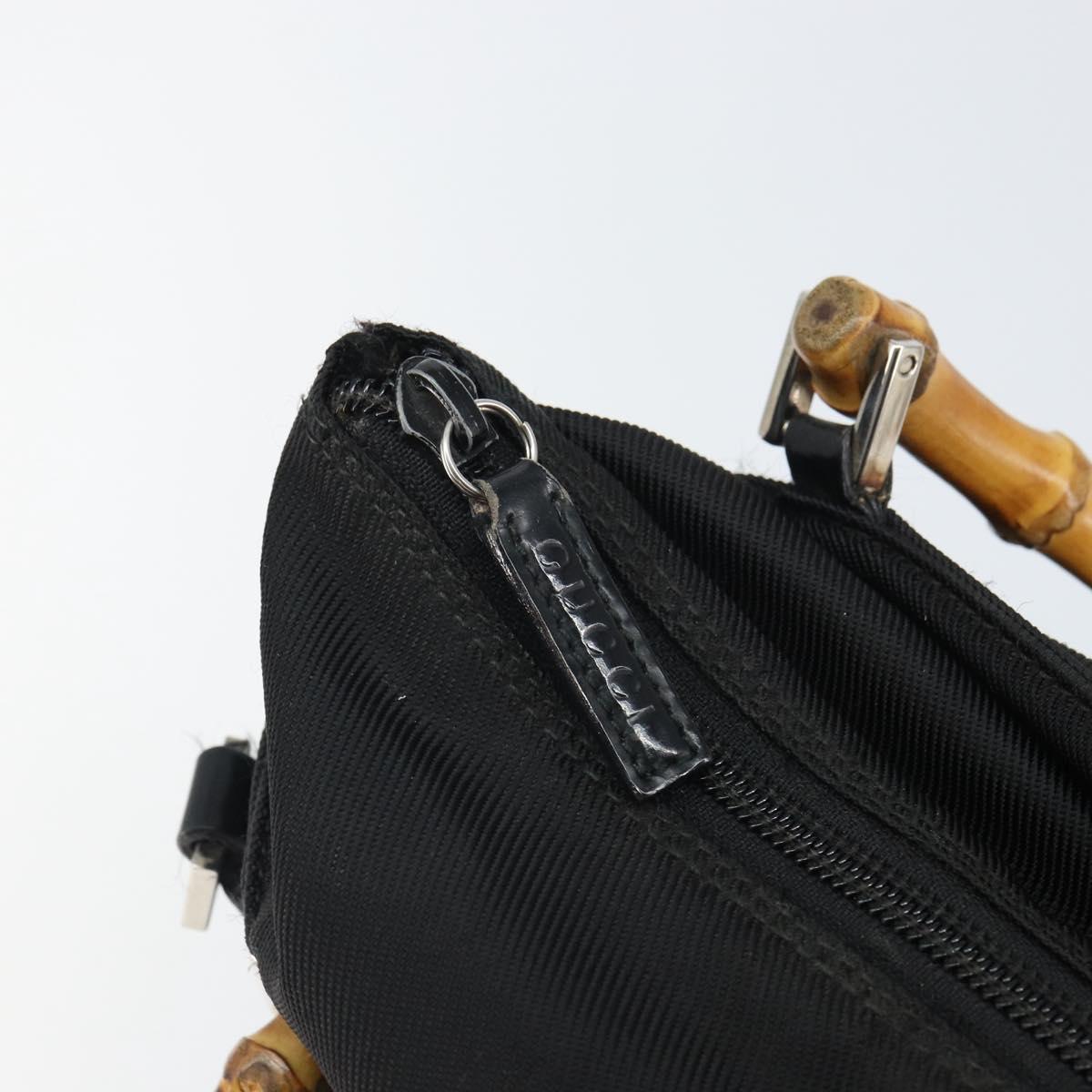 GUCCI Bamboo Hand Bag Canvas Black Silver 002 2122 0508 Auth bs32890