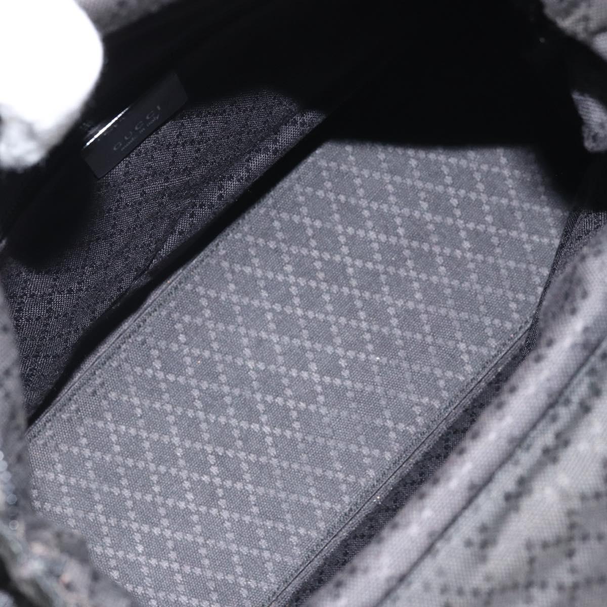 GUCCI Bamboo Hand Bag Canvas Black Silver 002 2122 0508 Auth bs32890