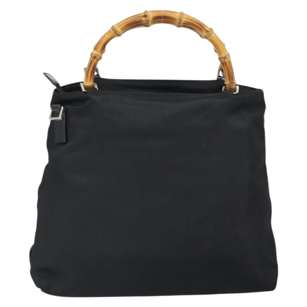 GUCCI Bamboo Hand Bag Canvas Black Silver 002 2122 0508 Auth bs32890