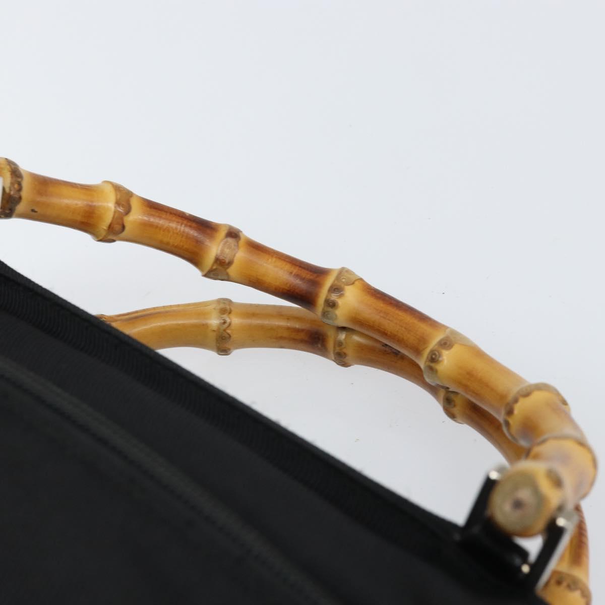 GUCCI Bamboo Hand Bag Canvas Black Silver 002 2122 0508 Auth bs32890