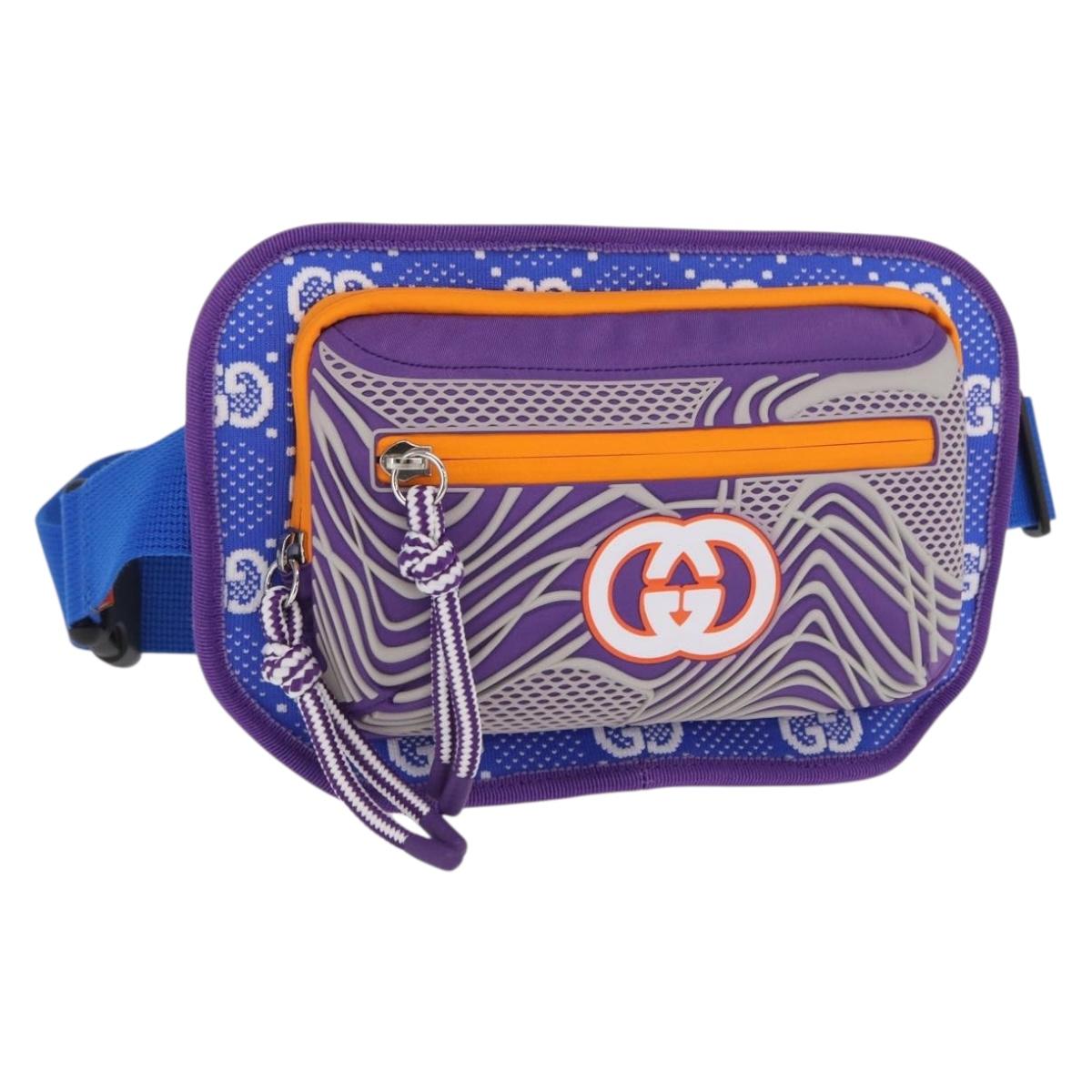 GUCCI Waist bag Nylon Purple Silver 752102 Auth bs32891V