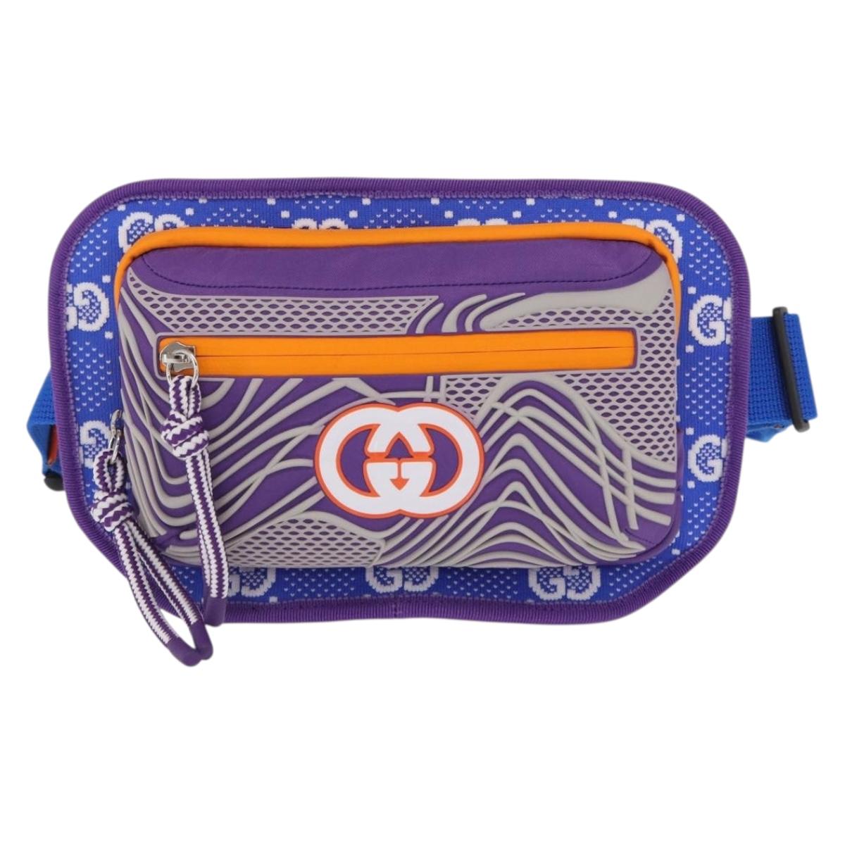 GUCCI Waist bag Nylon Purple Silver 752102 Auth bs32891V