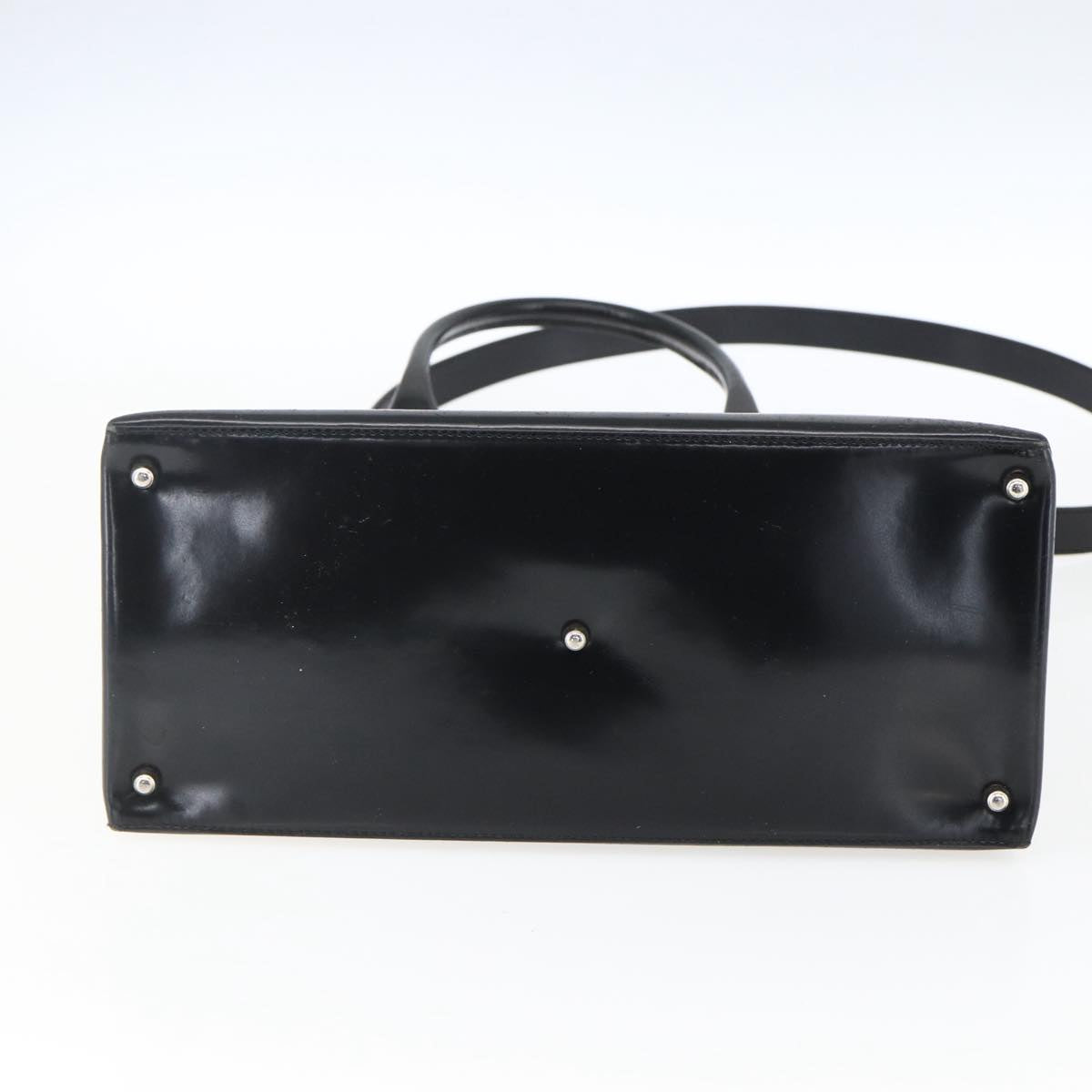 GUCCI Hand Bag Patent leather 2way Black Silver 000 1118 0503 Auth bs32894