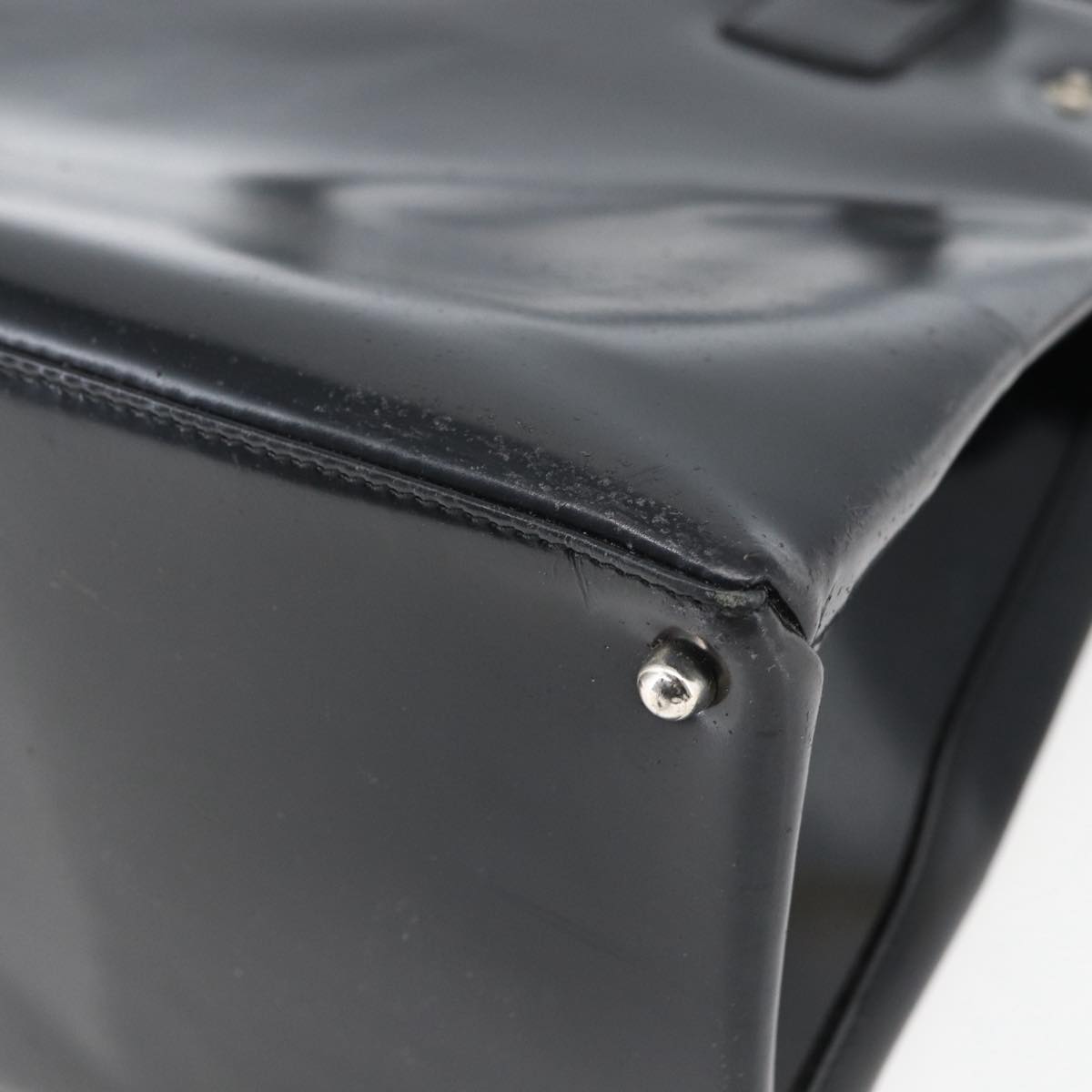 GUCCI Hand Bag Patent leather 2way Black Silver 000 1118 0503 Auth bs32894