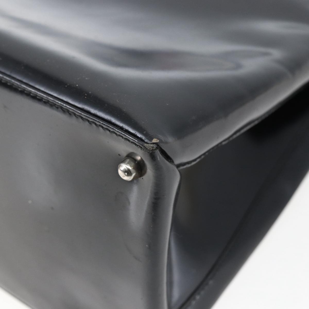 GUCCI Hand Bag Patent leather 2way Black Silver 000 1118 0503 Auth bs32894