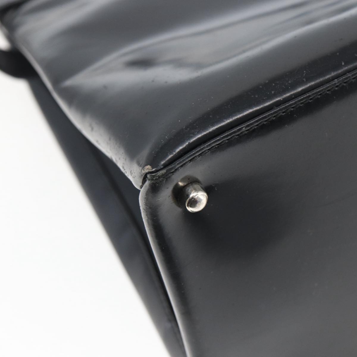 GUCCI Hand Bag Patent leather 2way Black Silver 000 1118 0503 Auth bs32894