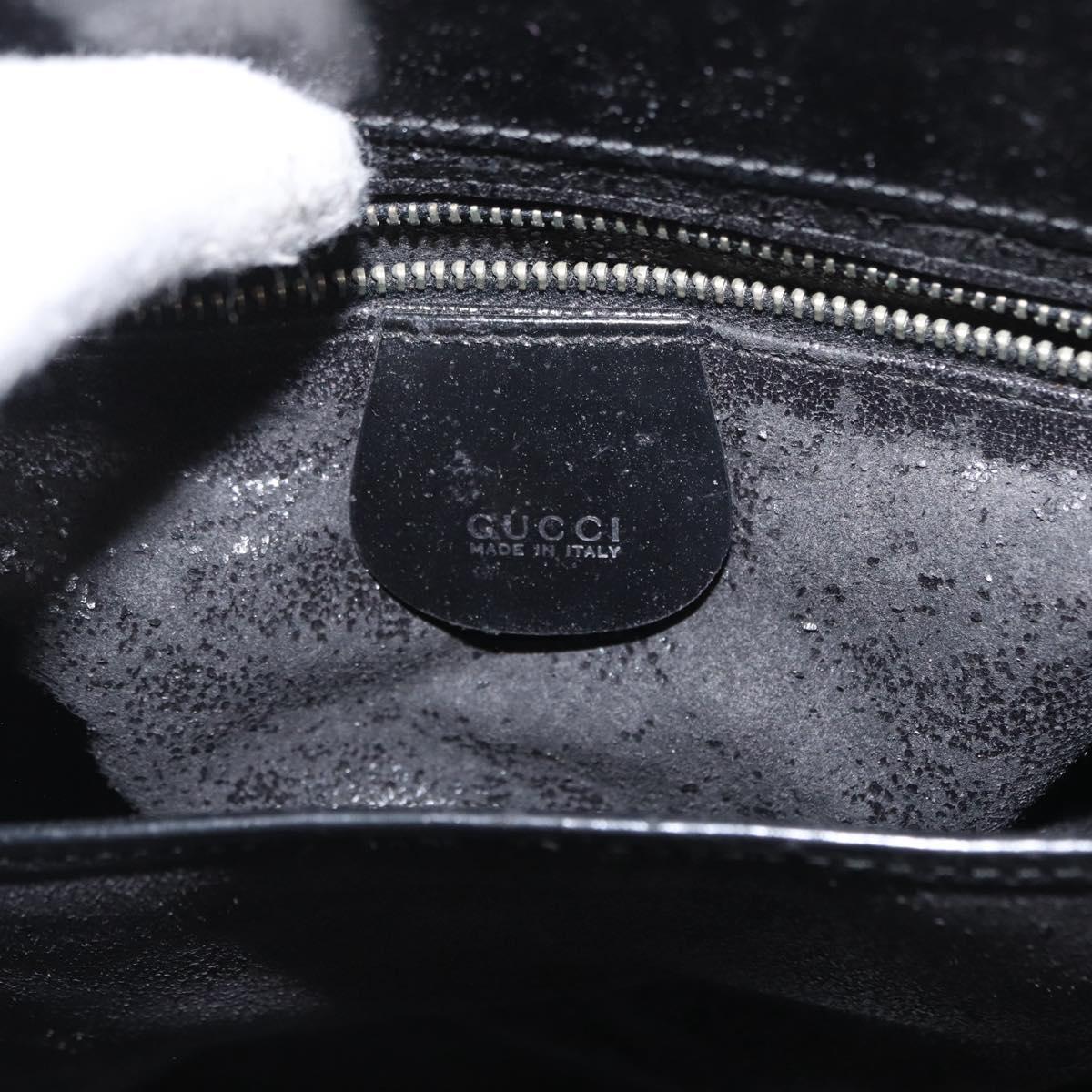 GUCCI Hand Bag Patent leather 2way Black Silver 000 1118 0503 Auth bs32894