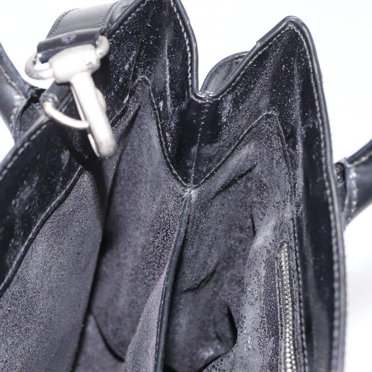 GUCCI Hand Bag Patent leather 2way Black Silver 000 1118 0503 Auth bs32894