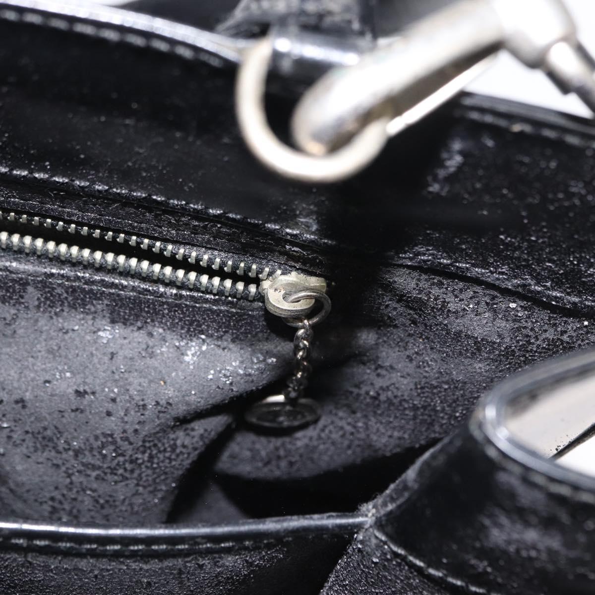 GUCCI Hand Bag Patent leather 2way Black Silver 000 1118 0503 Auth bs32894