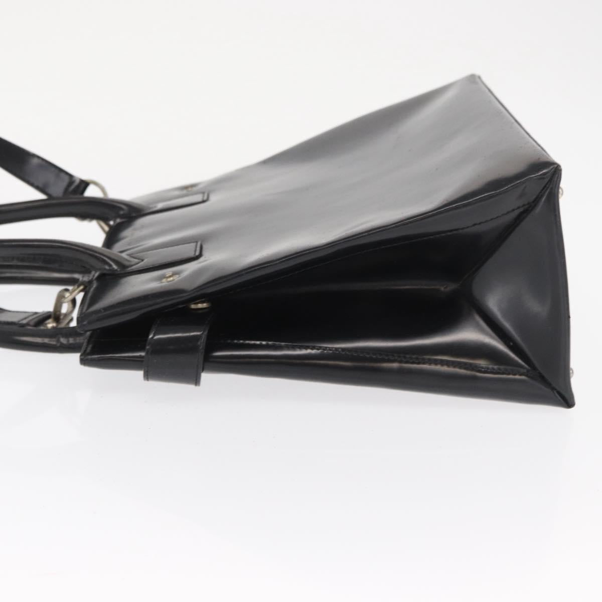 GUCCI Hand Bag Patent leather 2way Black Silver 000 1118 0503 Auth bs32894