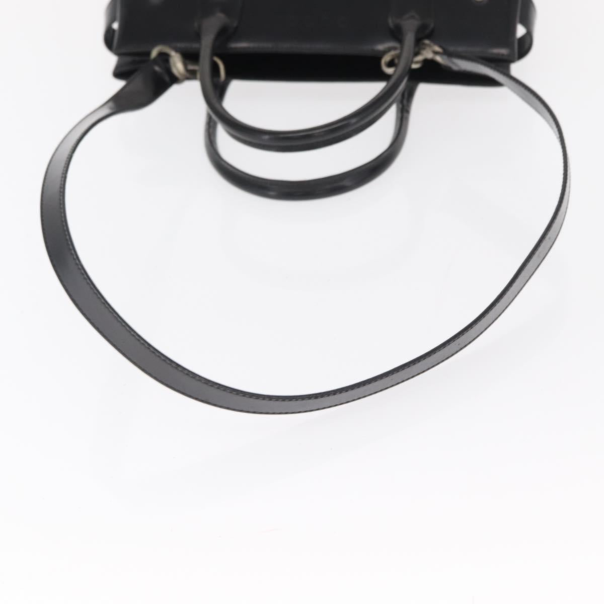 GUCCI Hand Bag Patent leather 2way Black Silver 000 1118 0503 Auth bs32894