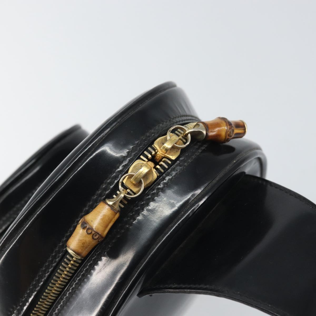 GUCCI Bamboo Body Bag Patent leather Black Gold 003 3444 0027 Auth bs32895