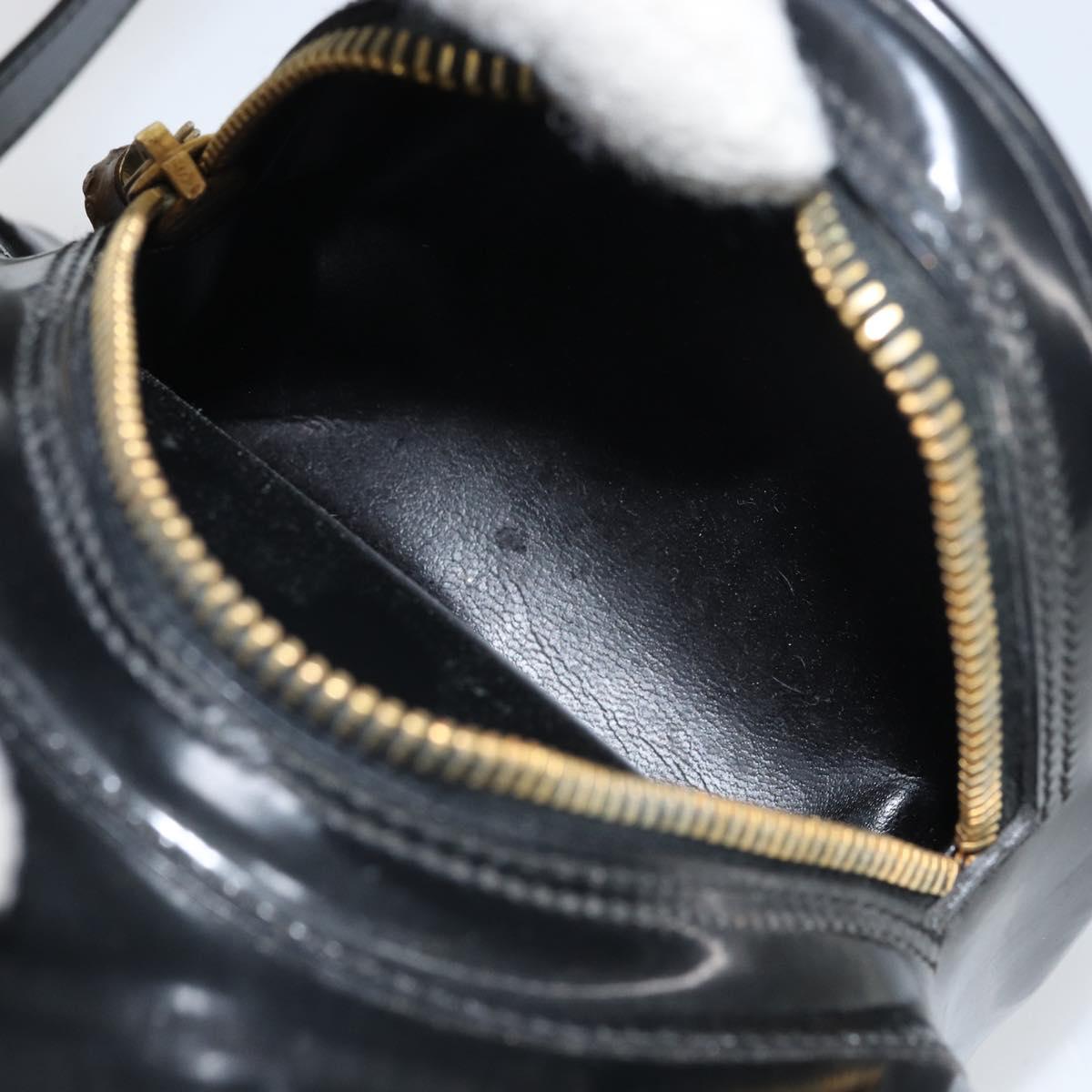 GUCCI Bamboo Body Bag Patent leather Black Gold 003 3444 0027 Auth bs32895