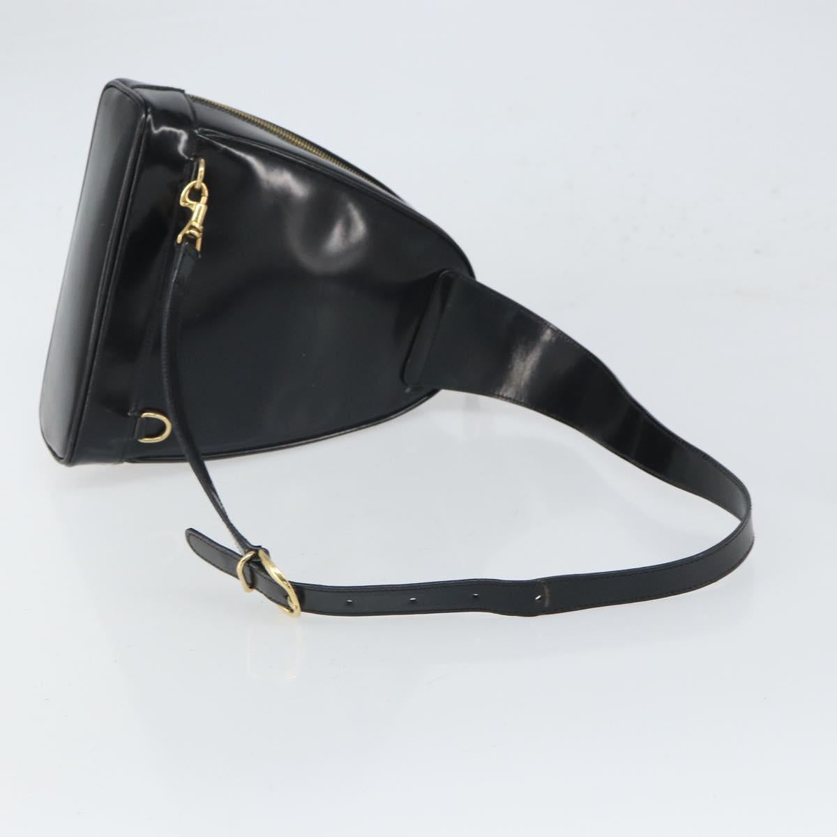 GUCCI Bamboo Body Bag Patent leather Black Gold 003 3444 0027 Auth bs32895