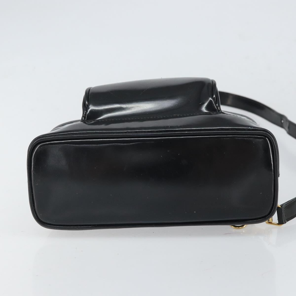 GUCCI Bamboo Body Bag Patent leather Black Gold 003 3444 0027 Auth bs32895