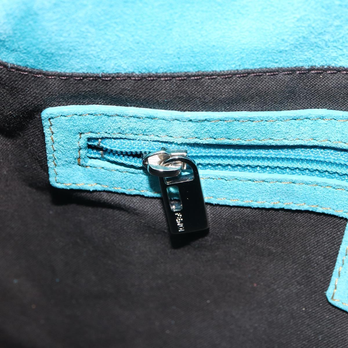 FENDI Mamma Baguette Shoulder Bag Patent leather Green Silver Auth bs32902