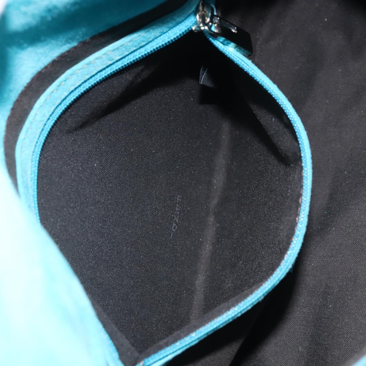 FENDI Mamma Baguette Shoulder Bag Patent leather Green Silver Auth bs32902