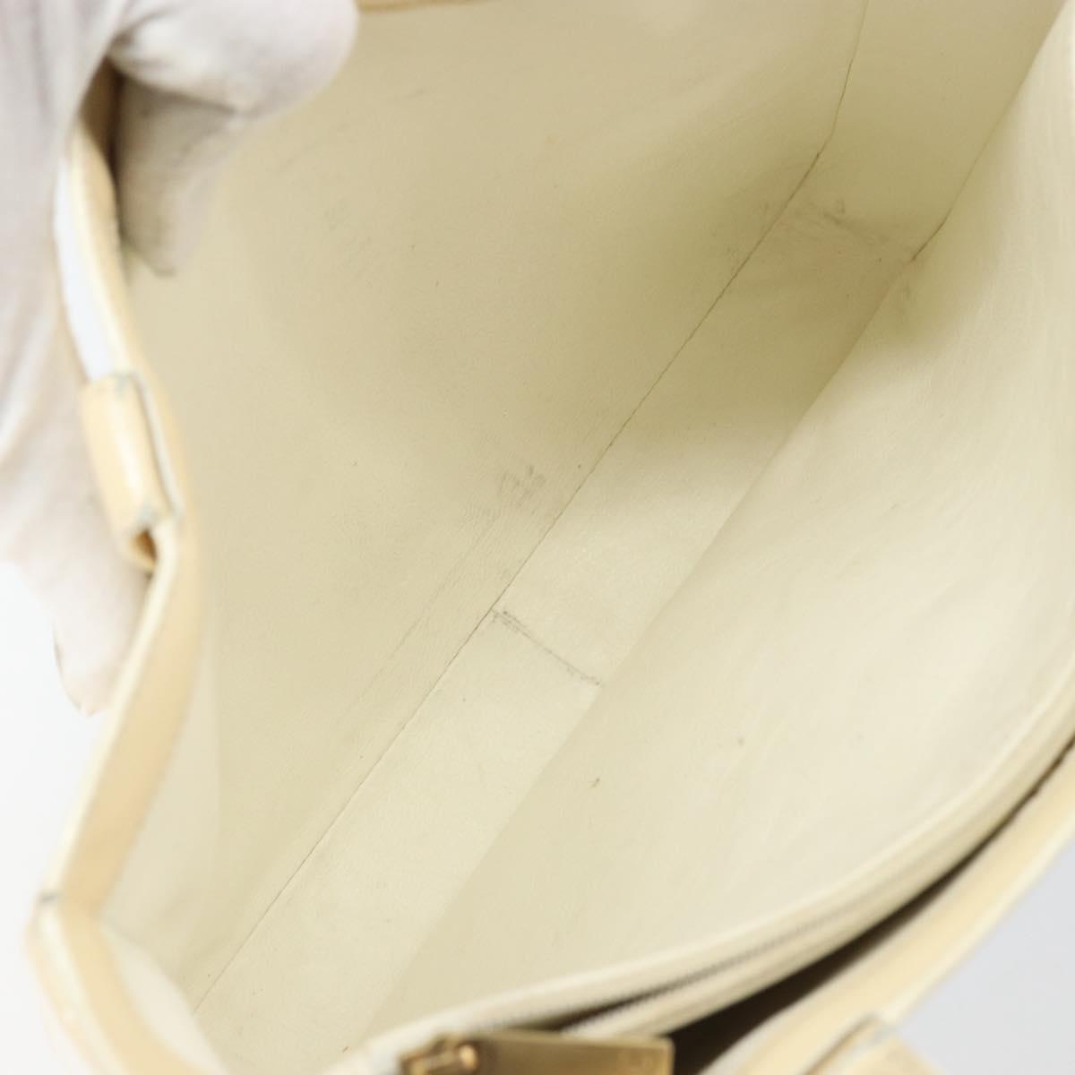 CHANEL Tote Bag Patent leather Beige Gold CC Auth bs32903