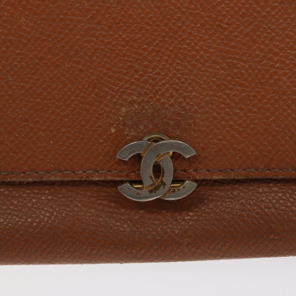 CHANEL Wallet Caviar Skin Brown Gold CC Auth bs32906