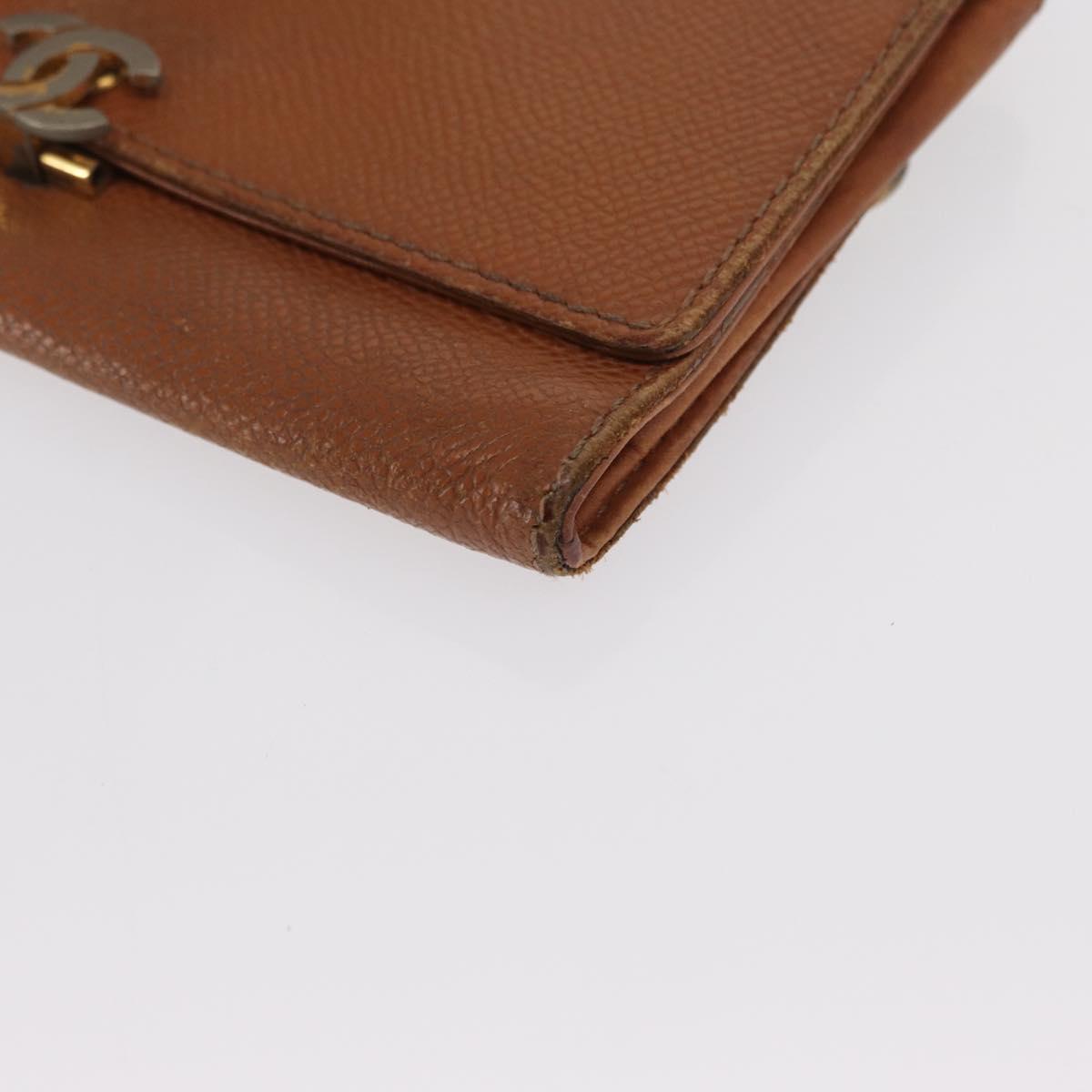CHANEL Wallet Caviar Skin Brown Gold CC Auth bs32906