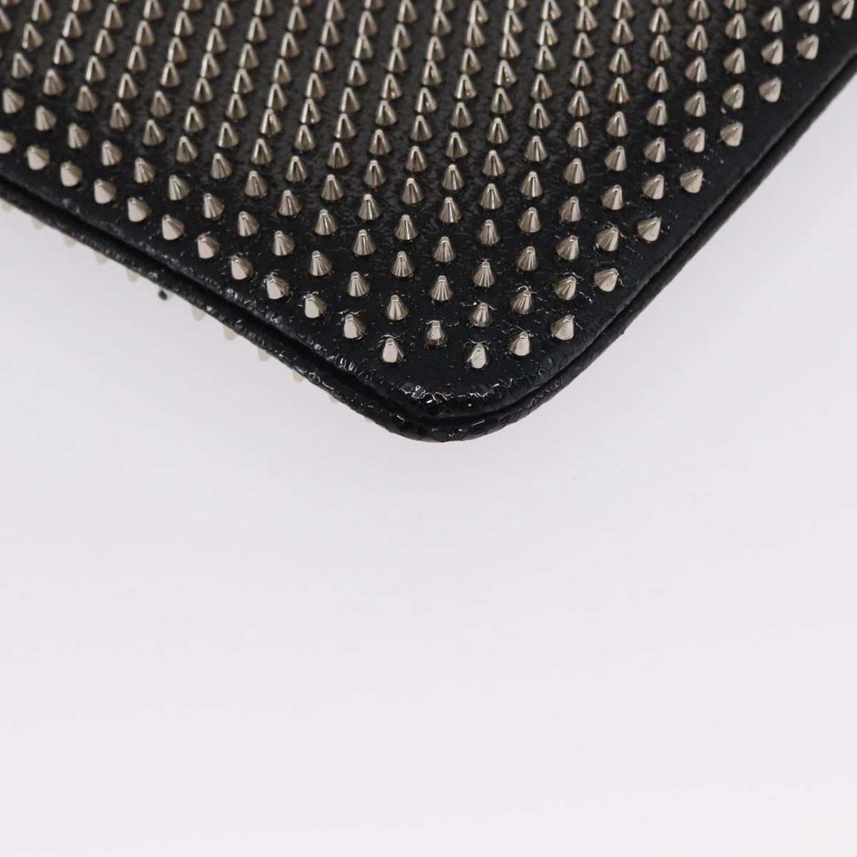 Christian Louboutin Chain Shoulder Bag Leather Black Silver Auth bs32908