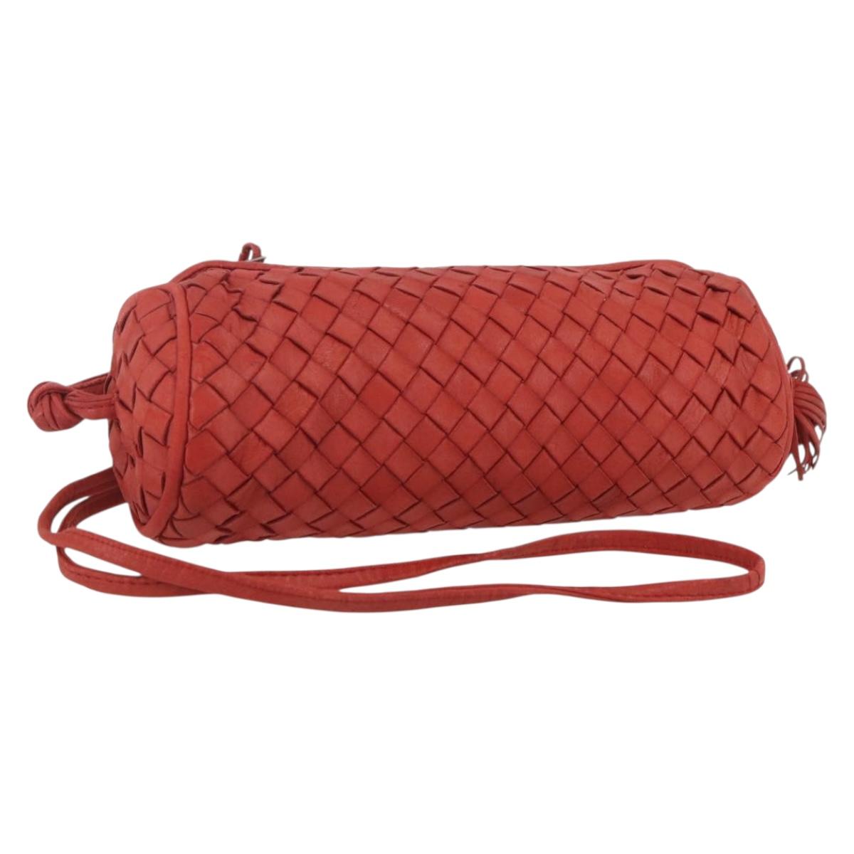 BOTTEGA VENETA INTRECCIATO Pouch Leather Red Auth bs32909
