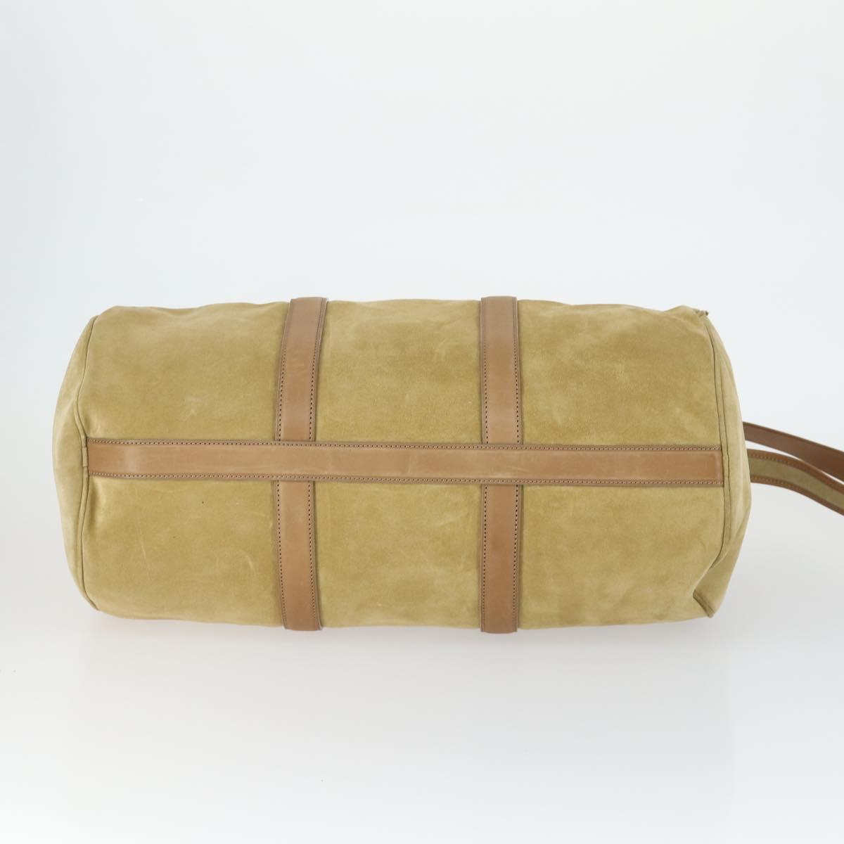 LOUIS VUITTON Boston Bag Suede Beige LV Auth bs32919