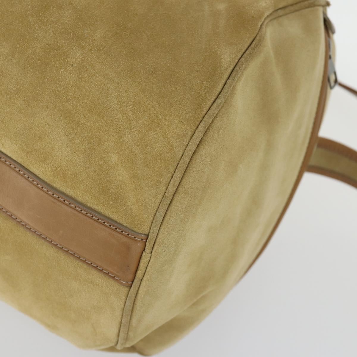 LOUIS VUITTON Boston Bag Suede Beige LV Auth bs32919