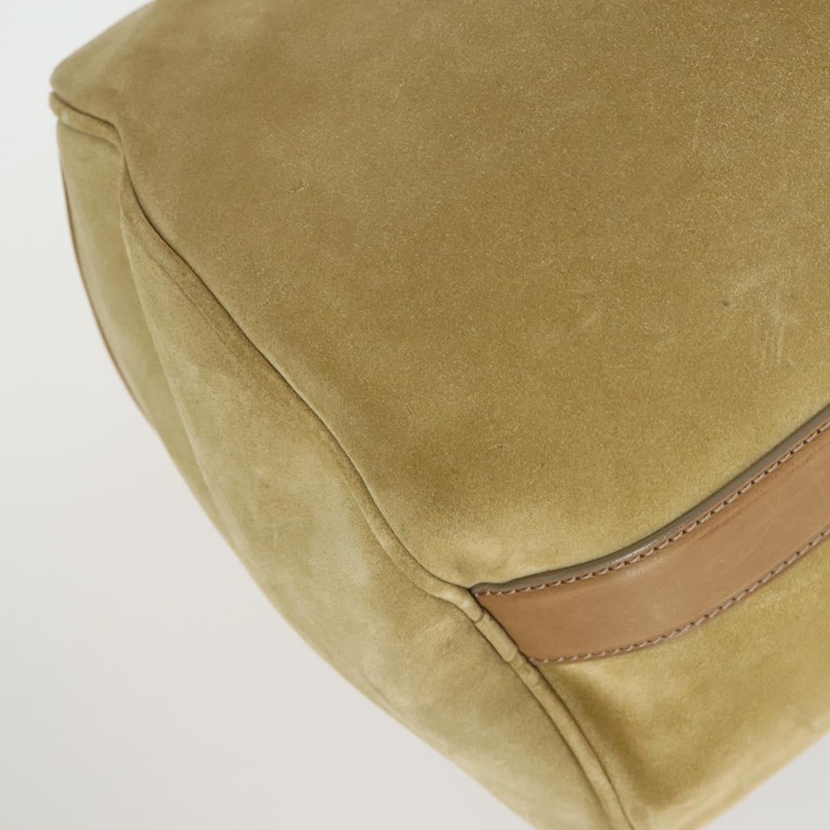 LOUIS VUITTON Boston Bag Suede Beige LV Auth bs32919