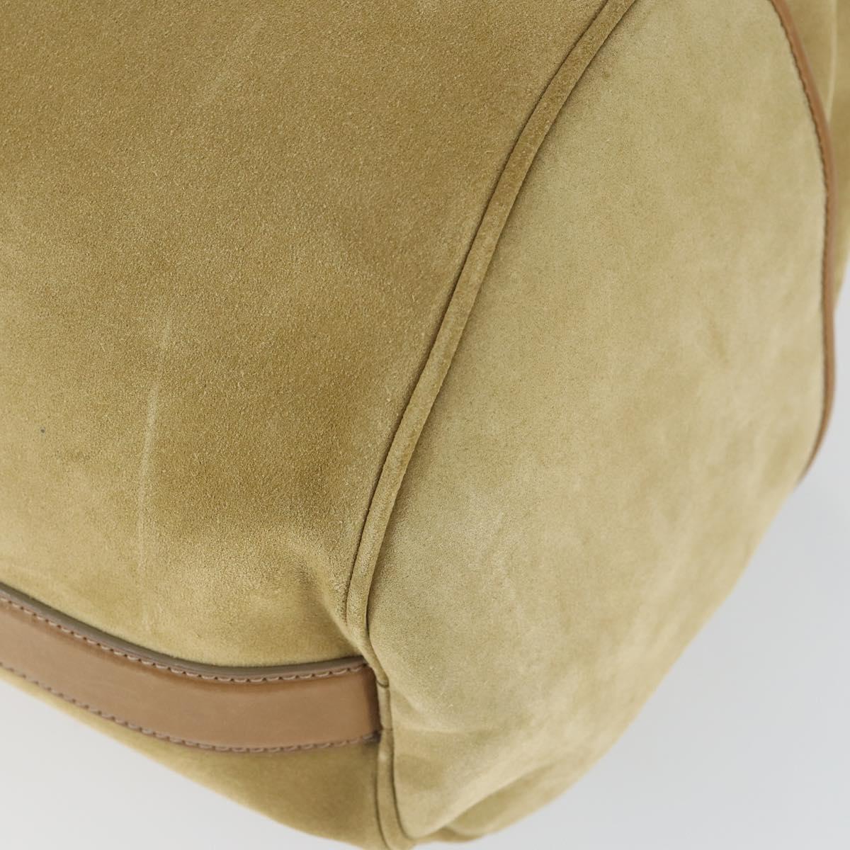 LOUIS VUITTON Boston Bag Suede Beige LV Auth bs32919