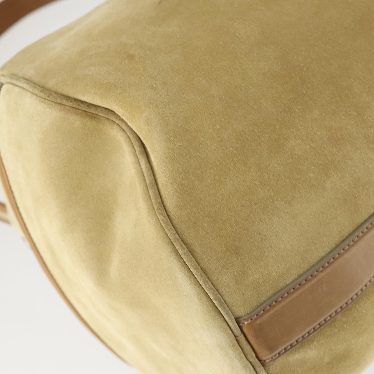 LOUIS VUITTON Boston Bag Suede Beige LV Auth bs32919