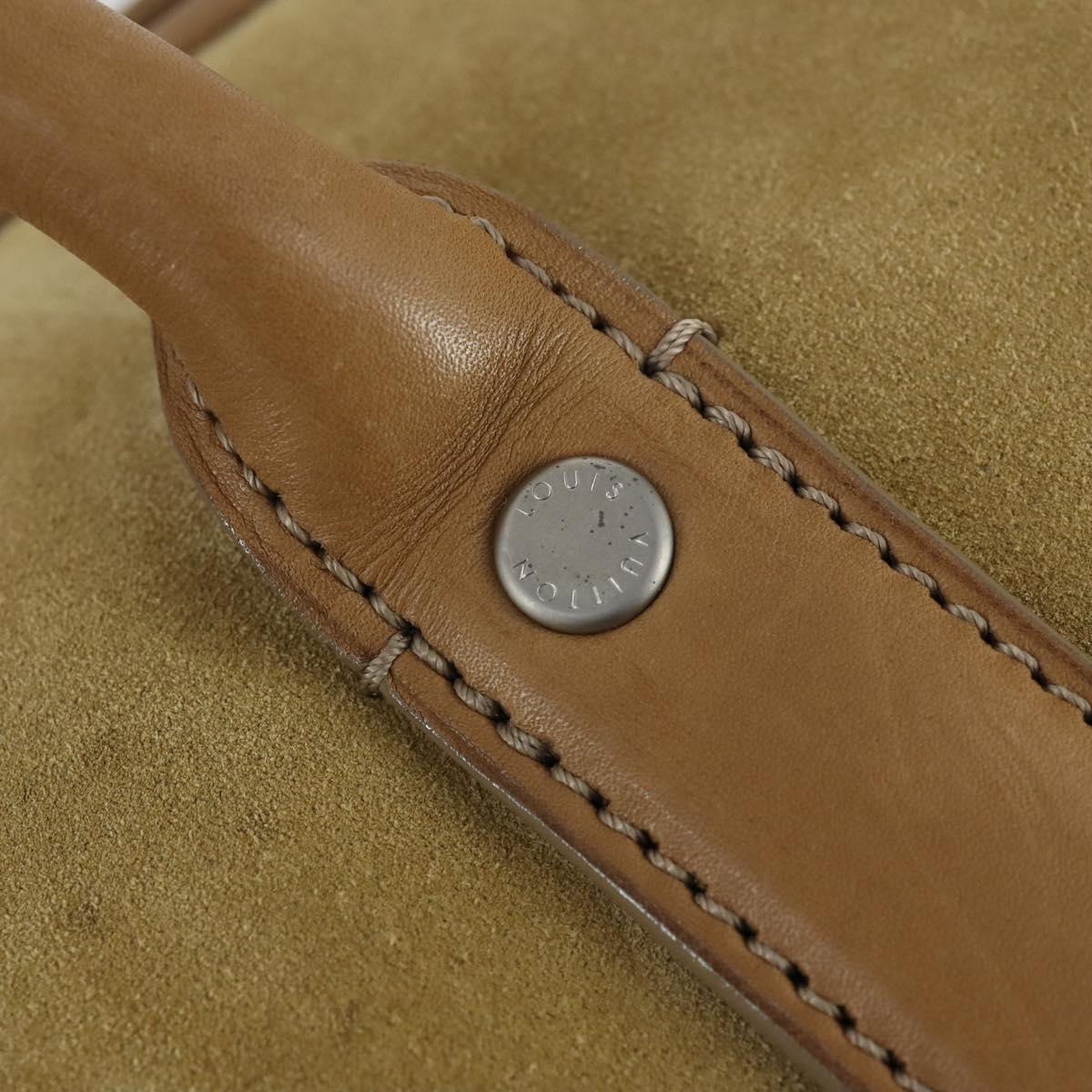 LOUIS VUITTON Boston Bag Suede Beige LV Auth bs32919