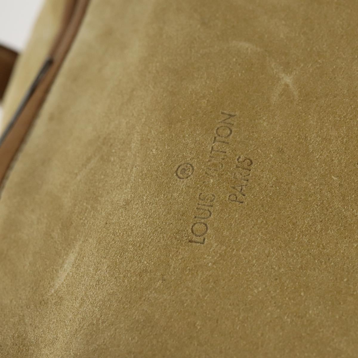 LOUIS VUITTON Boston Bag Suede Beige LV Auth bs32919
