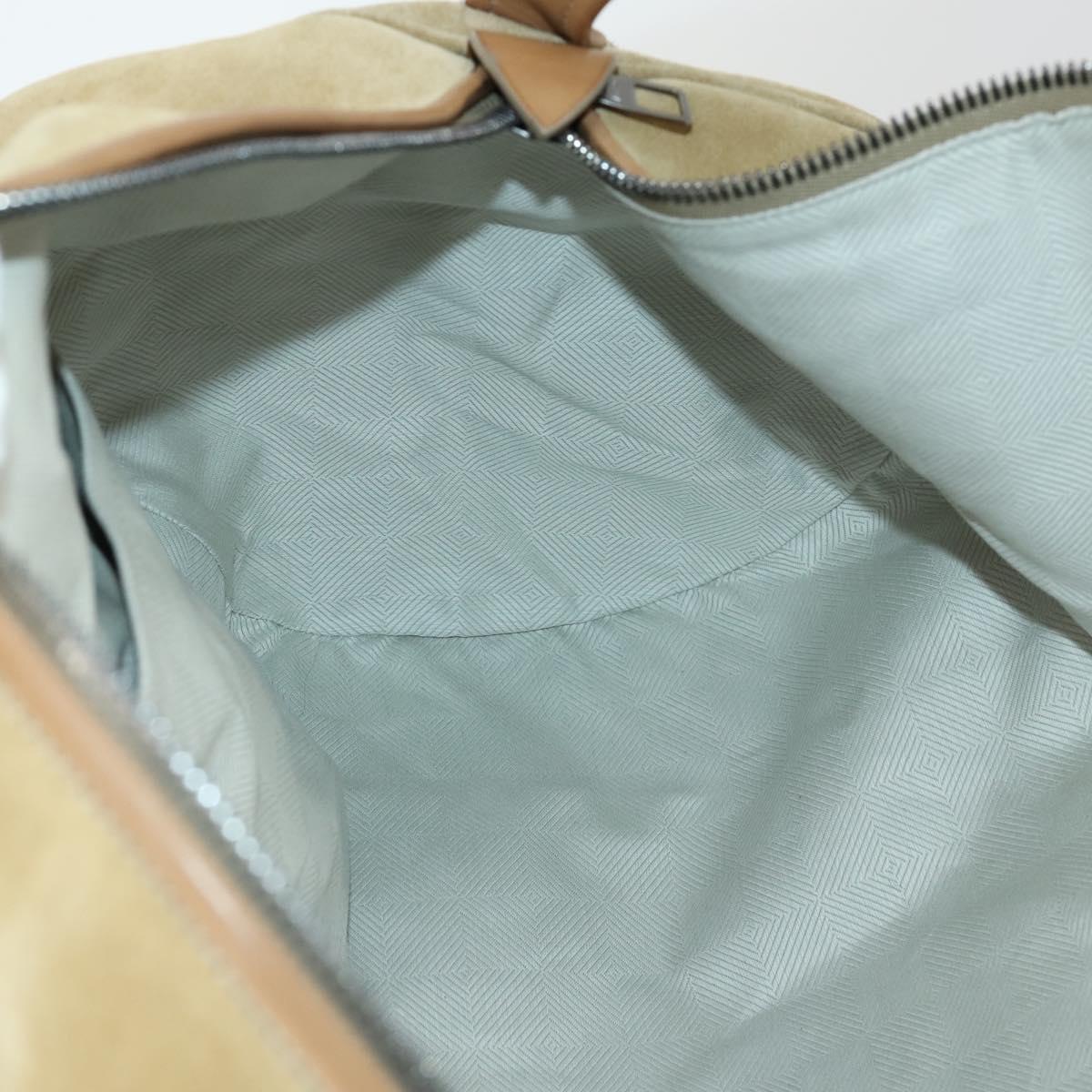 LOUIS VUITTON Boston Bag Suede Beige LV Auth bs32919