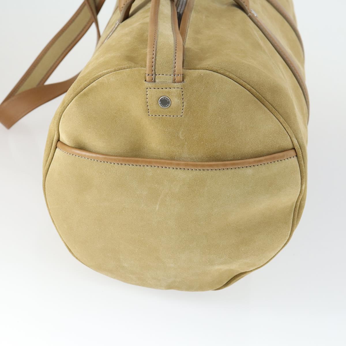 LOUIS VUITTON Boston Bag Suede Beige LV Auth bs32919