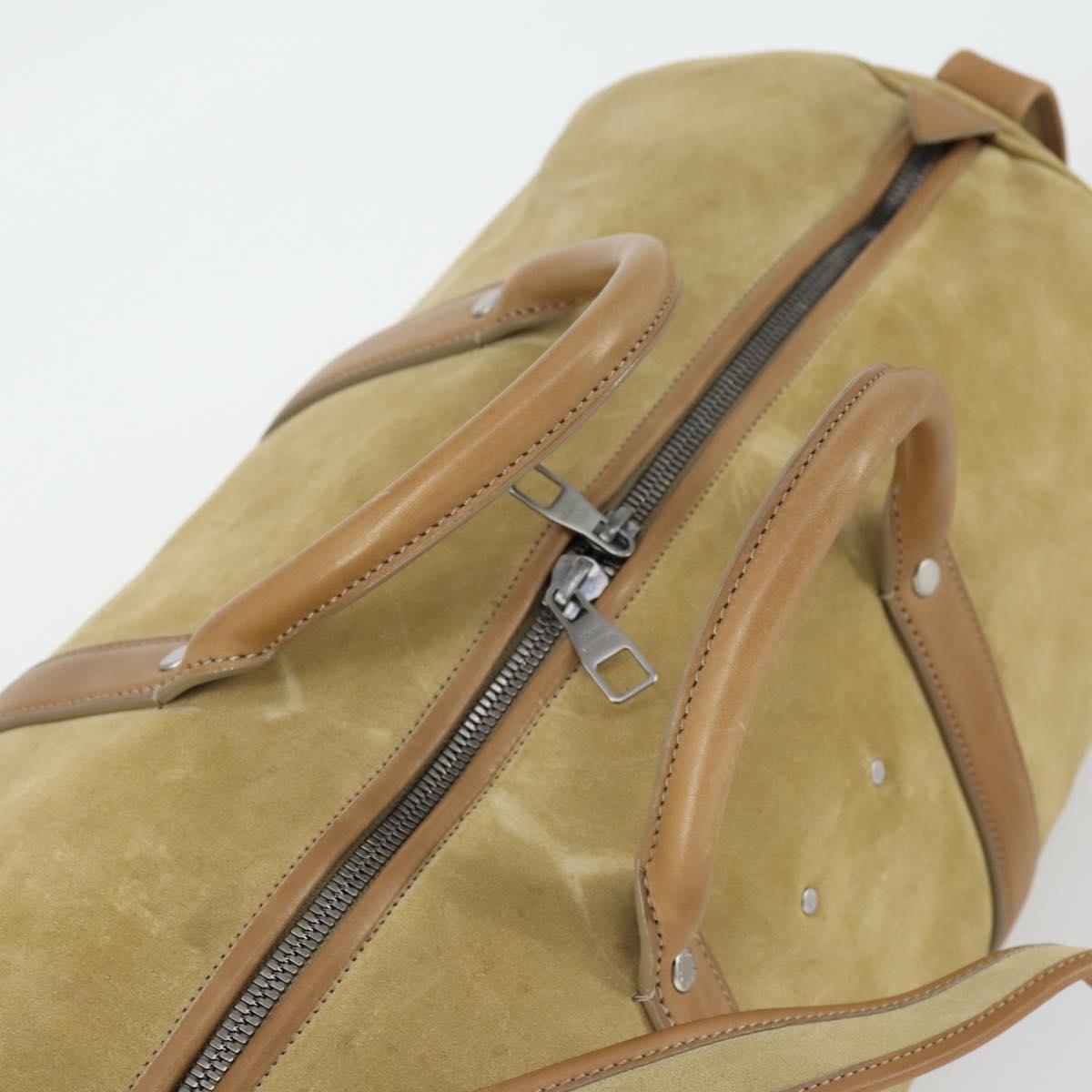 LOUIS VUITTON Boston Bag Suede Beige LV Auth bs32919