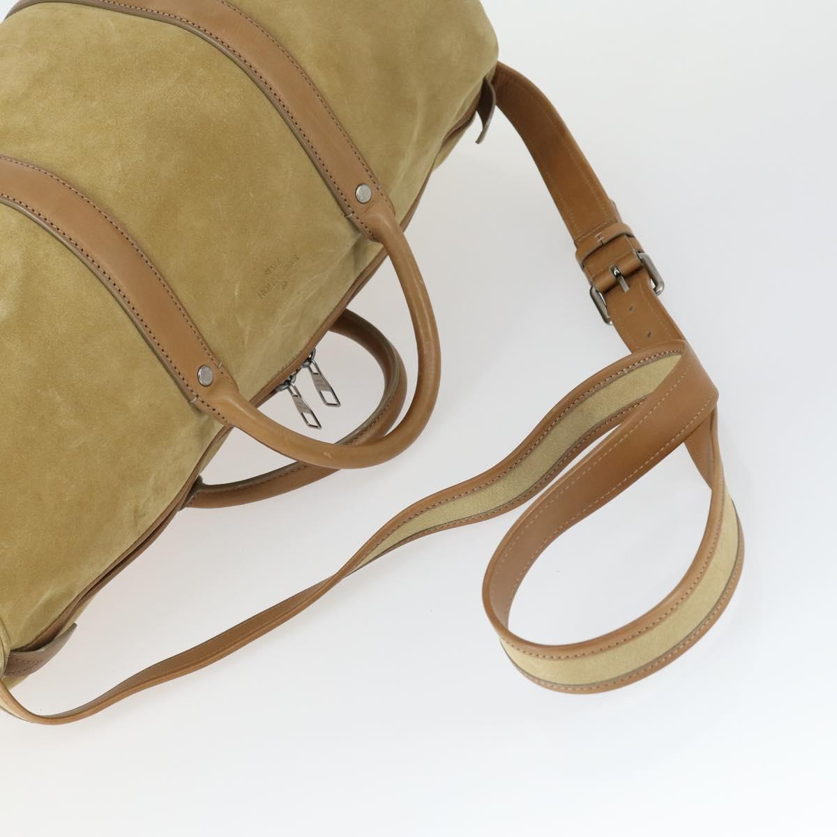 LOUIS VUITTON Boston Bag Suede Beige LV Auth bs32919