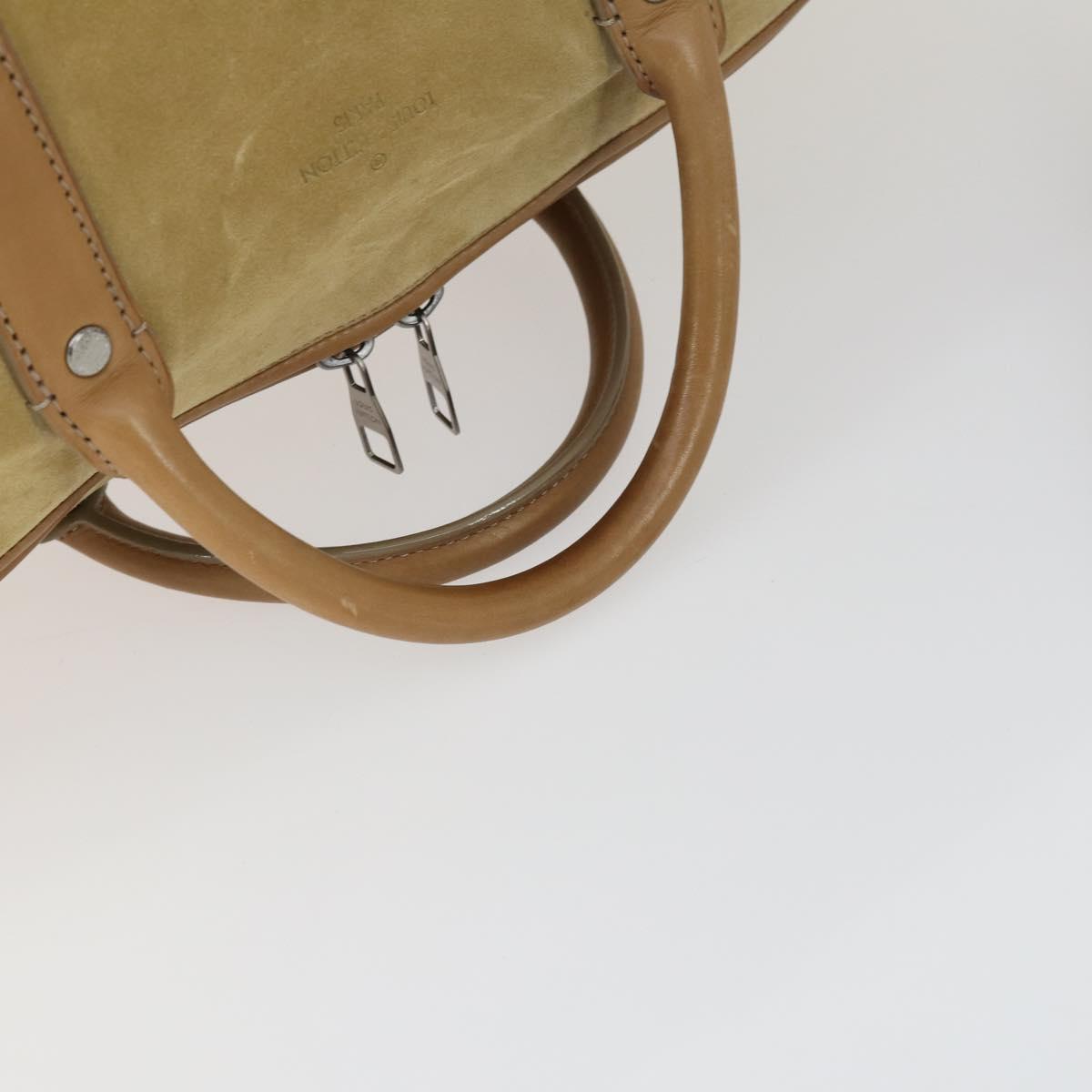 LOUIS VUITTON Boston Bag Suede Beige LV Auth bs32919