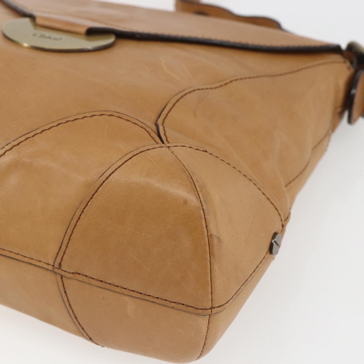 Chloe Shoulder Bag Leather Beige Auth bs32925