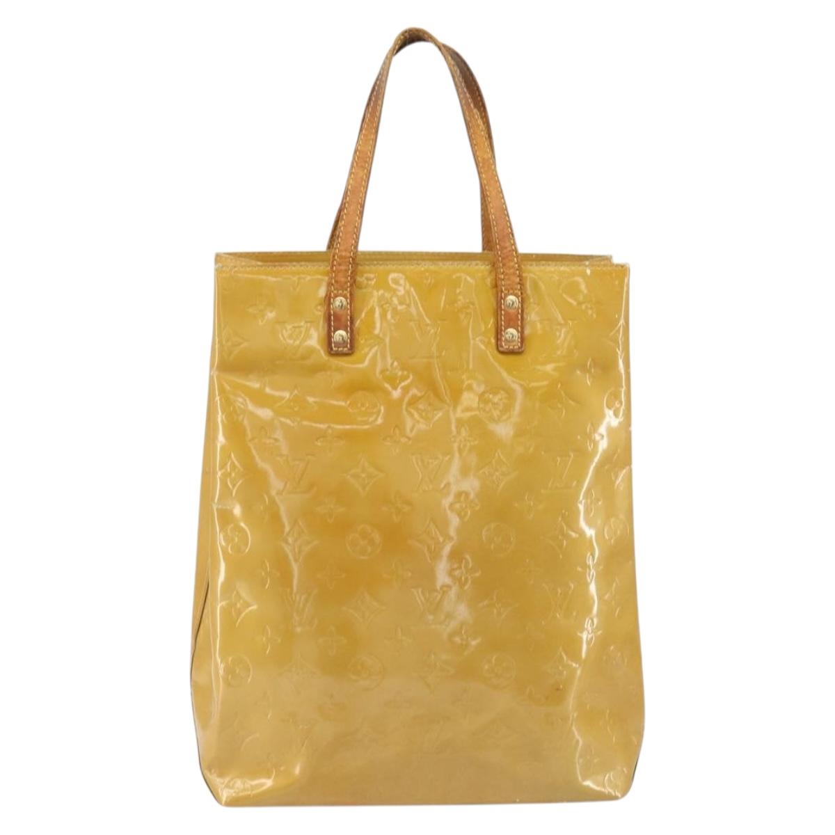 LOUIS VUITTON Monogram Vernis Reade MM Hand Bag Beige M91141 LV Auth bs32935