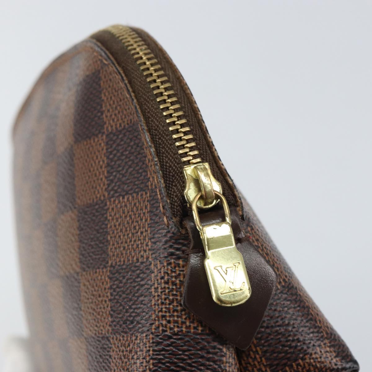 LOUIS VUITTON Damier Ebene Pochette Cosmetic PM Pouch N47516 LV Auth bs32938