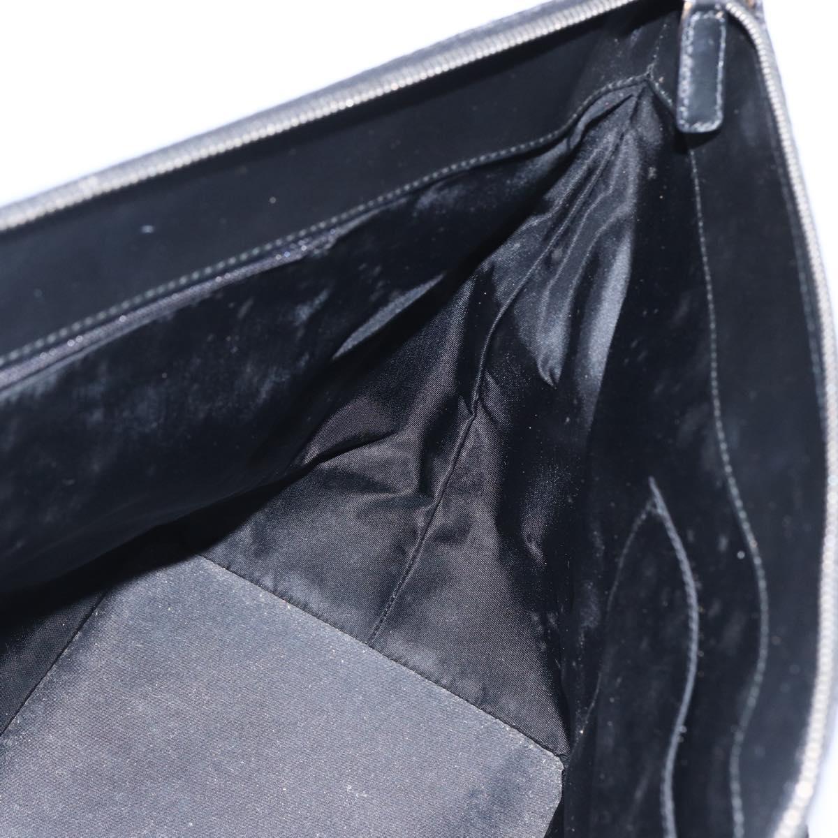 Christian Dior Trotter Canvas Hand Bag Black Silver Auth bs32942V