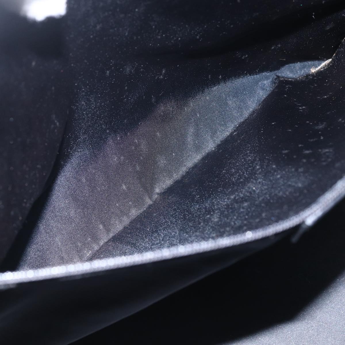 Christian Dior Trotter Canvas Hand Bag Black Silver Auth bs32942V