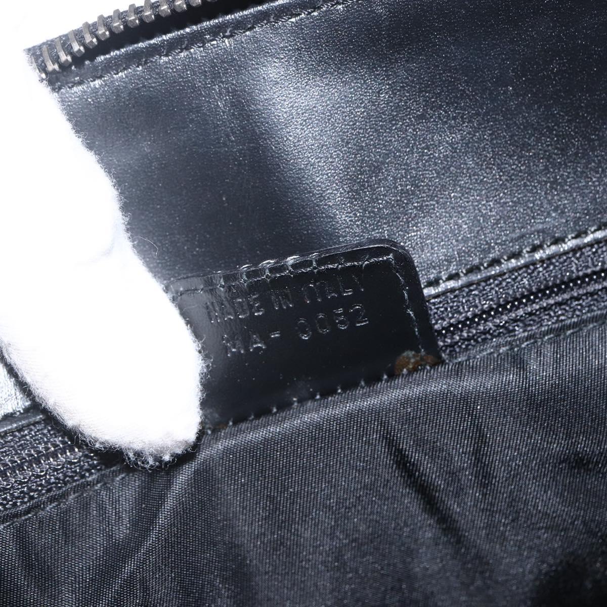 Christian Dior Trotter Canvas Hand Bag Black Silver Auth bs32942V