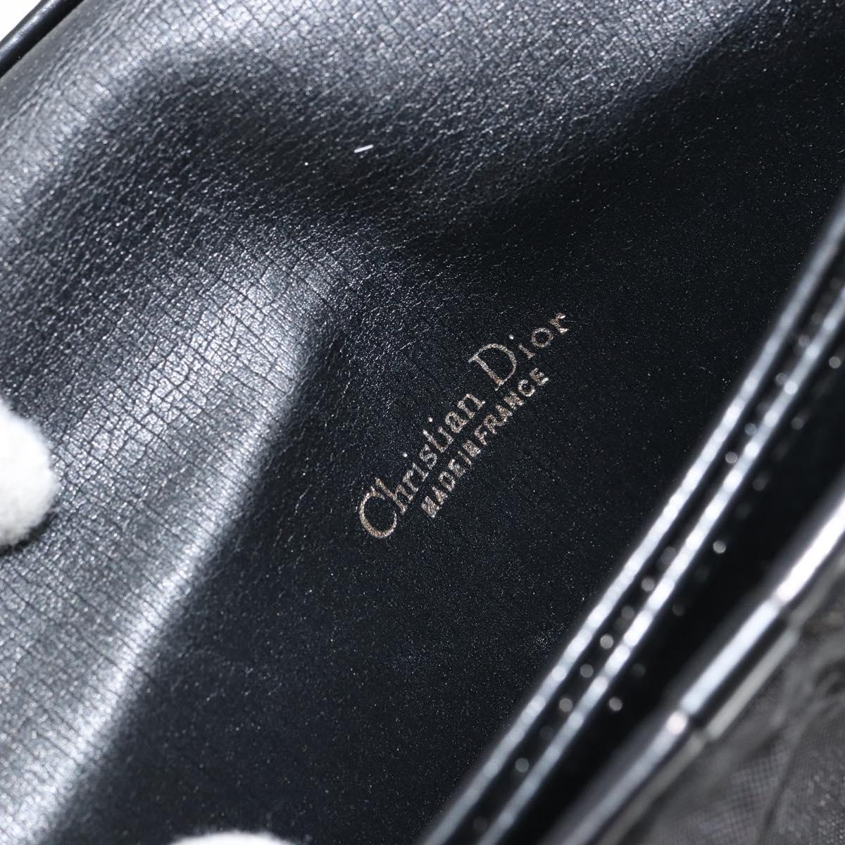 Christian Dior Pouch Nylon Leather Black Gold Auth bs32945